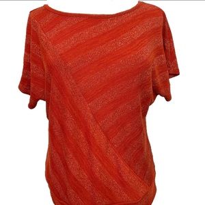 Iz Byer orange and metallic striped top